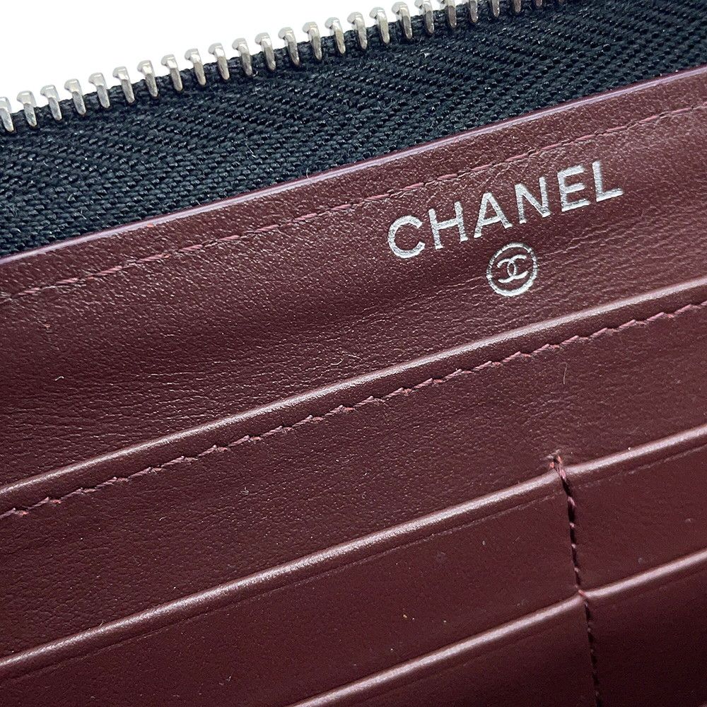 Chanel Wallet Classic Long Zip CC Logo Quilted Caviar Leather Black — view 9