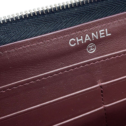 Chanel Wallet Classic Long Zip CC Logo Quilted Caviar Leather Black — view 9