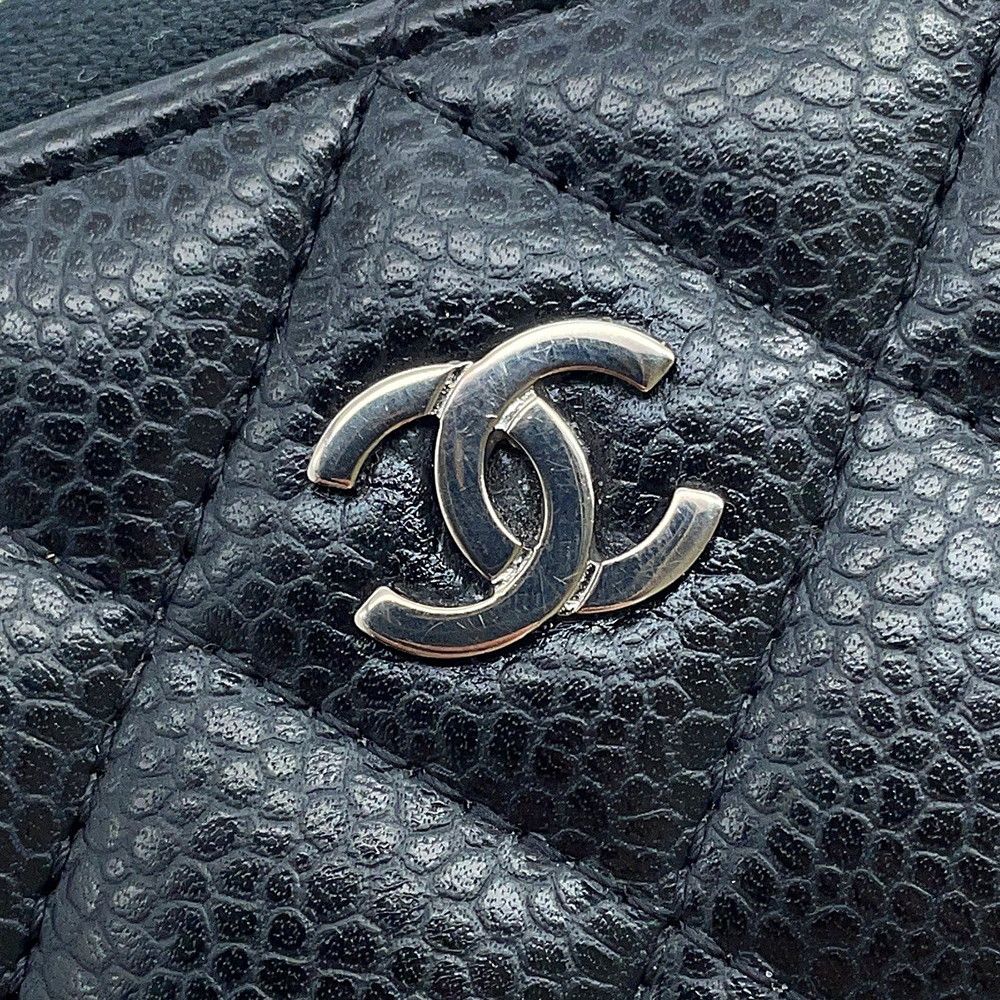 Chanel Wallet Classic Long Zip CC Logo Quilted Caviar Leather Black — view 7