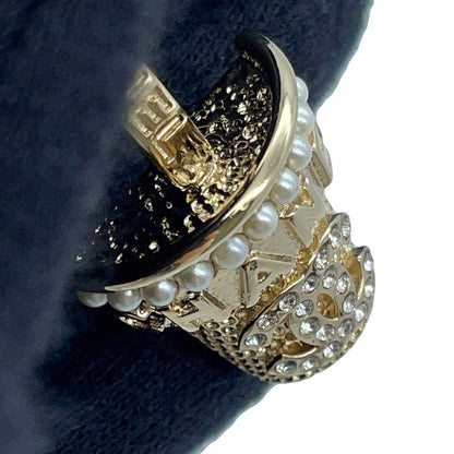 Chanel Brooch Flower Motif CC Logo Faux Pearl Rhinestone — view 6
