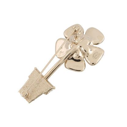 Chanel Brooch Flower Motif CC Logo Faux Pearl Rhinestone — view 3