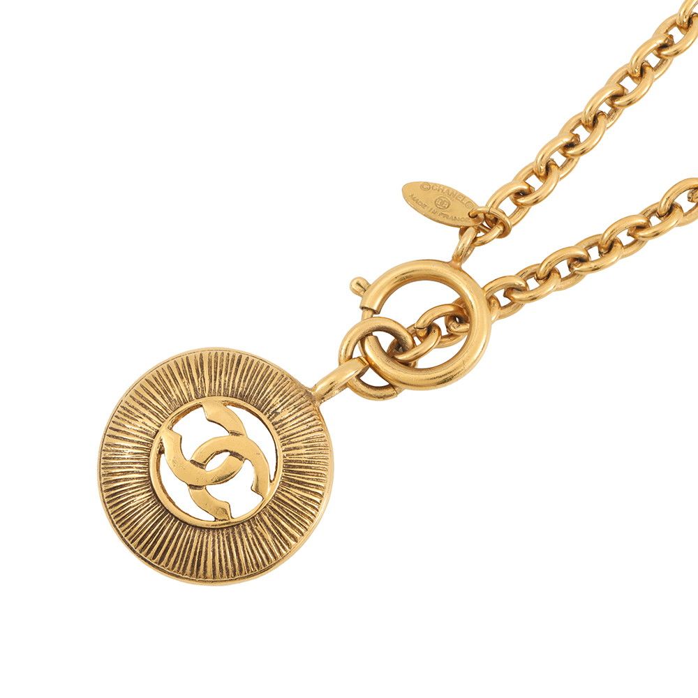 Chanel Necklace CC Logo Metal Vintage