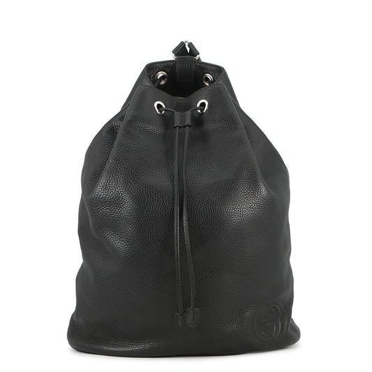 Gucci Soho Drawstring Backpack Leather Sac Black