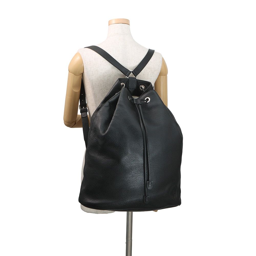 Gucci Soho Drawstring Backpack Leather Sac Black — view 4