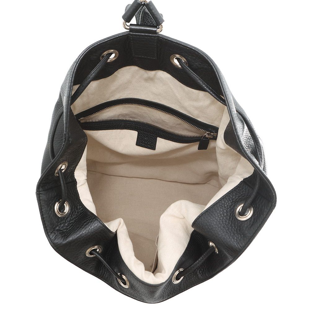 Gucci Soho Drawstring Backpack Leather Sac Black — view 5