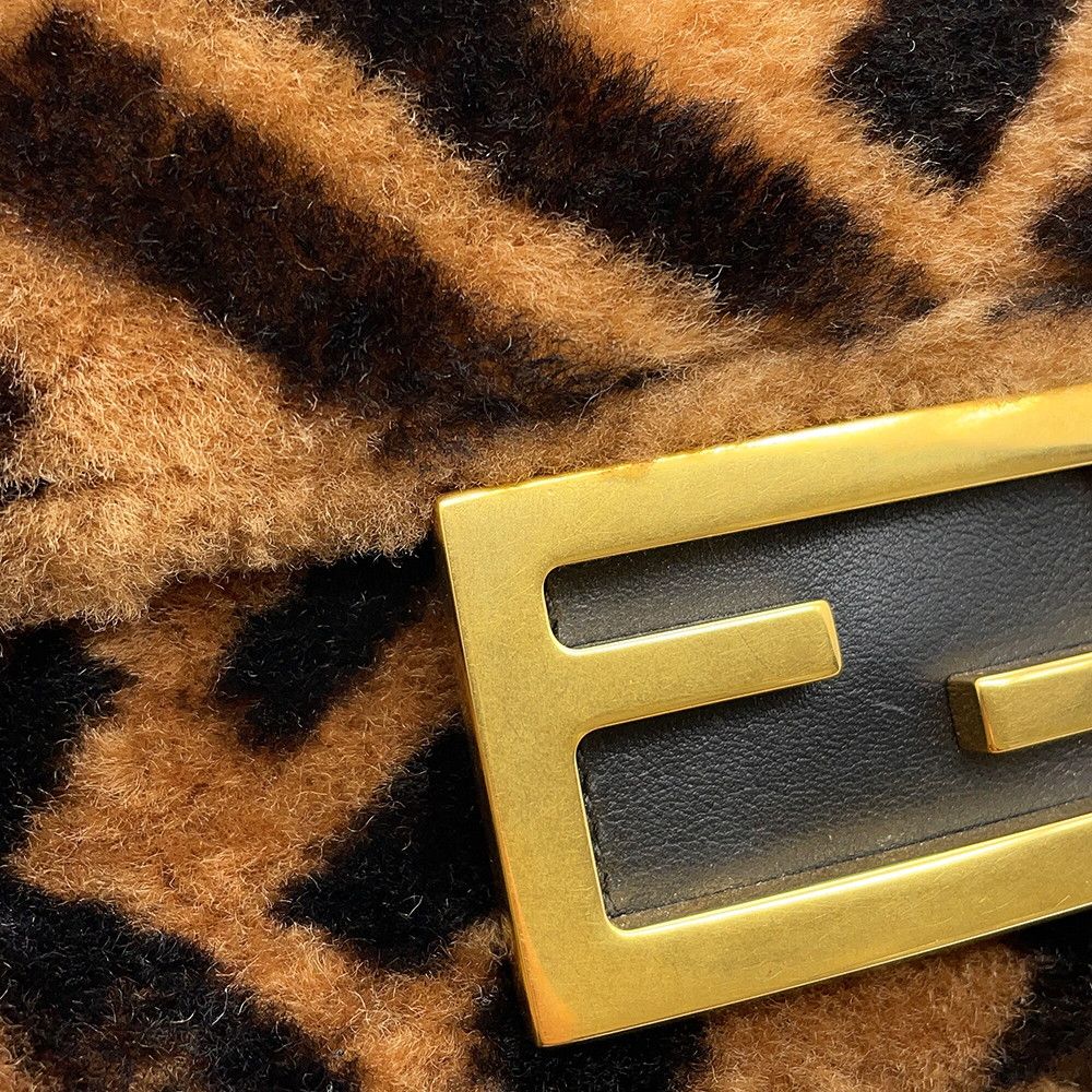Fendi Zucca Pattern Baguette Mini Shearling Leather 2-Way Shoulder — view 9