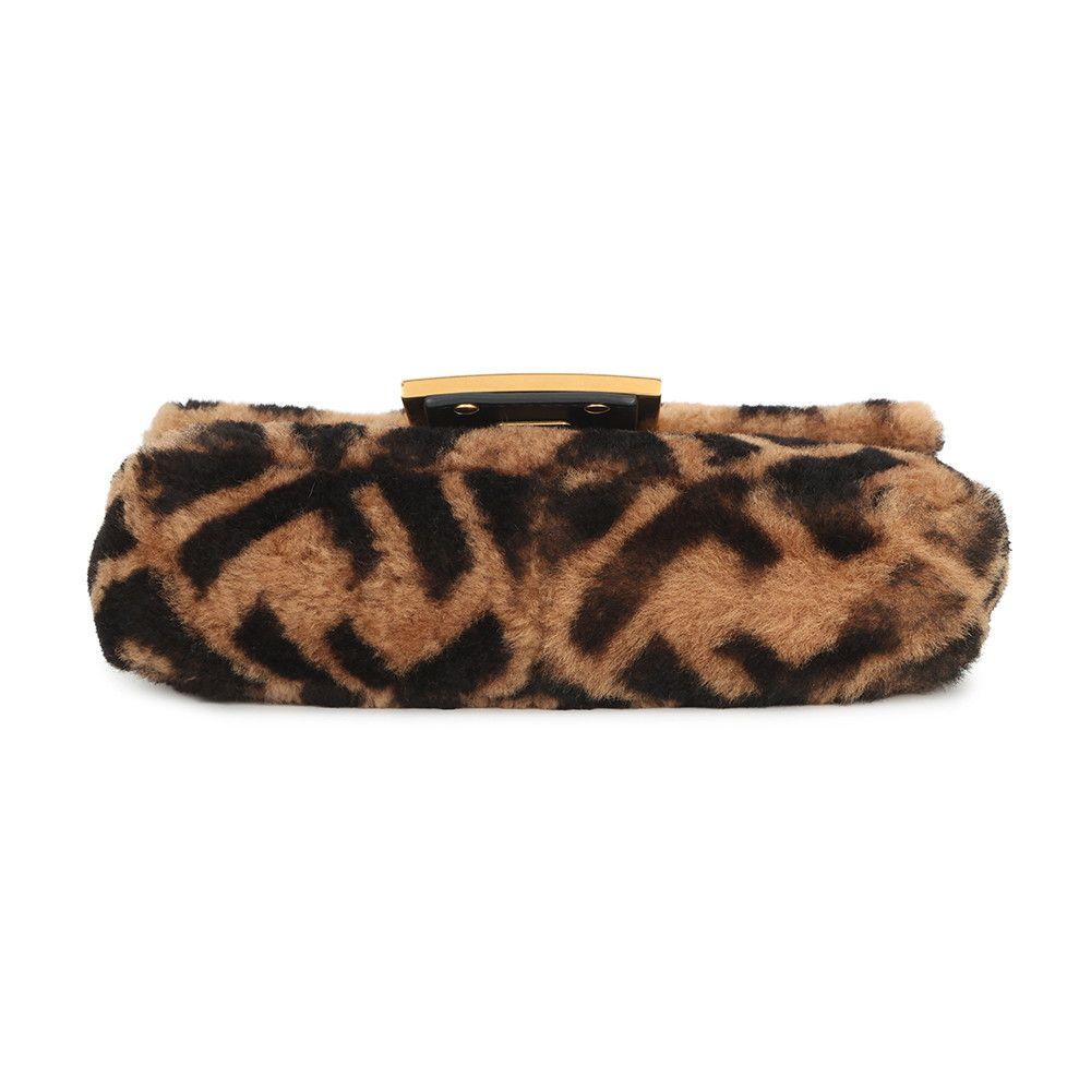 Fendi Zucca Pattern Baguette Mini Shearling Leather 2-Way Shoulder — view 3