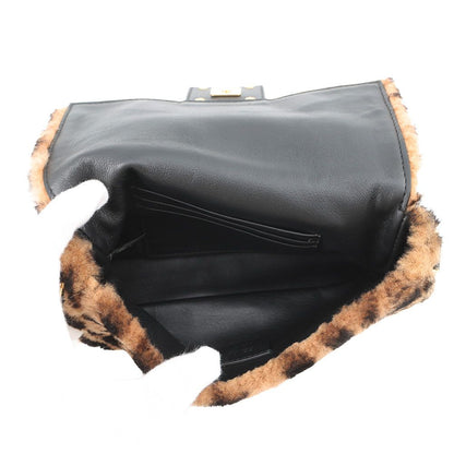 Fendi Zucca Pattern Baguette Mini Shearling Leather 2-Way Shoulder — view 6
