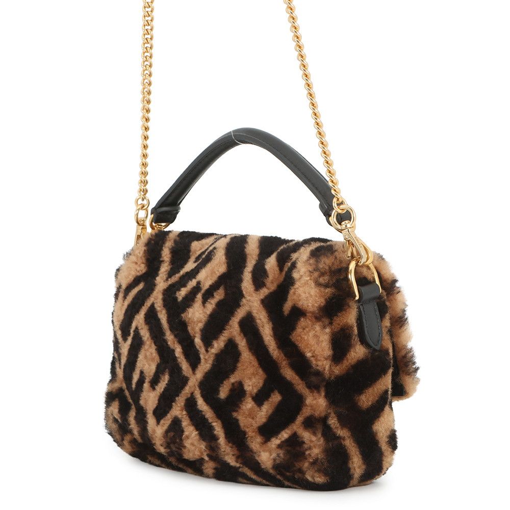 Fendi Zucca Pattern Baguette Mini Shearling Leather 2-Way Shoulder — view 2