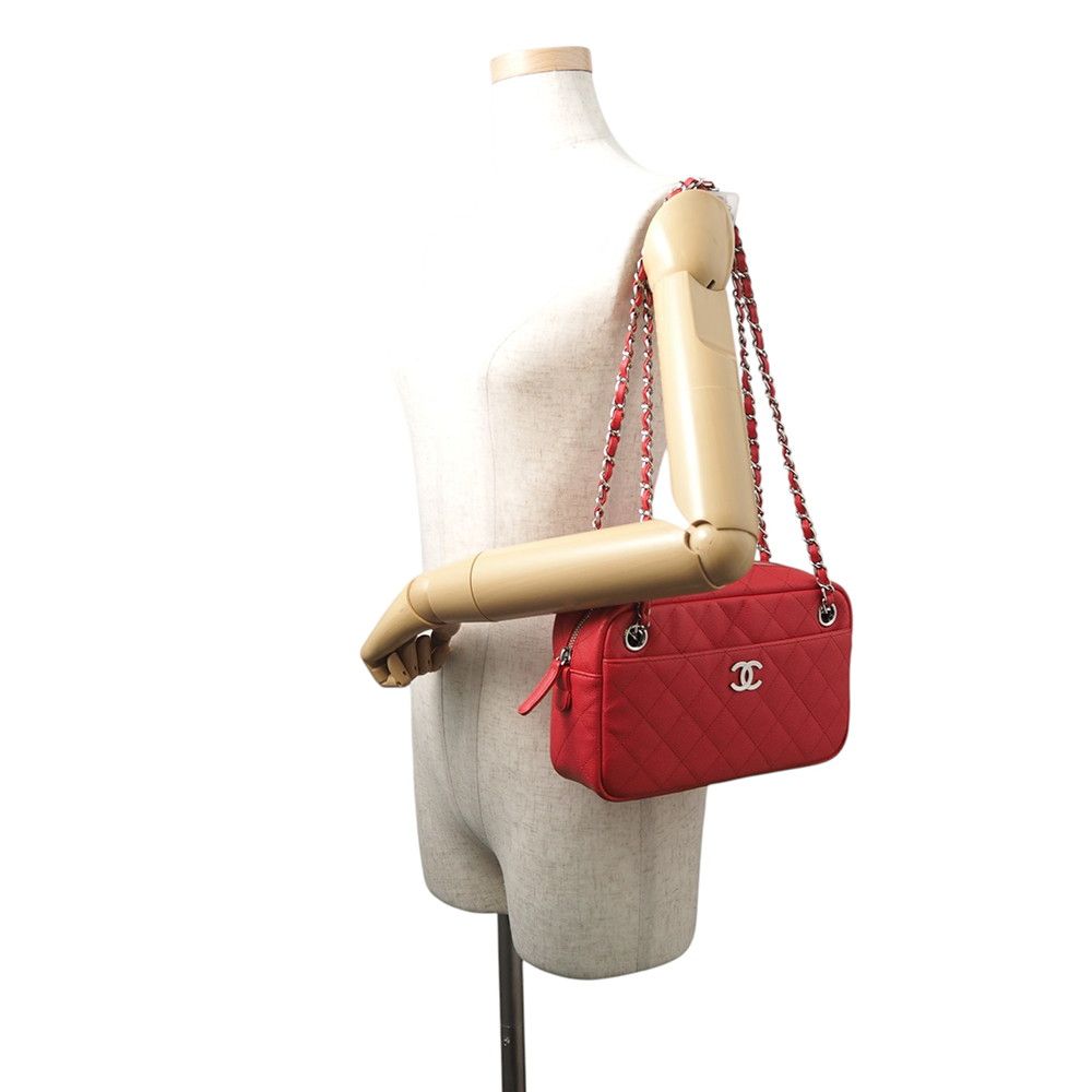 Chanel Chain Shoulder Bag CC Logo Quilted Caviar Leather — view 4
