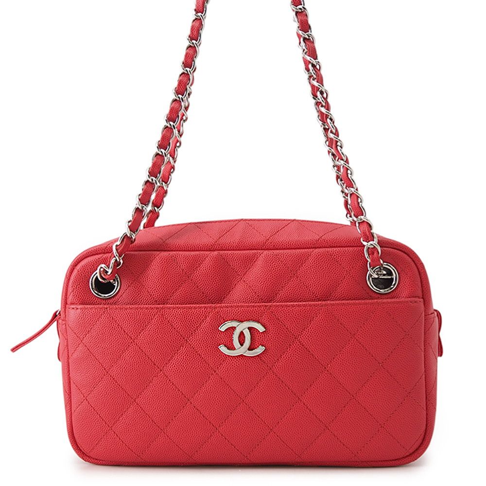 Chanel Chain Shoulder Bag CC Logo Quilted Caviar Leather