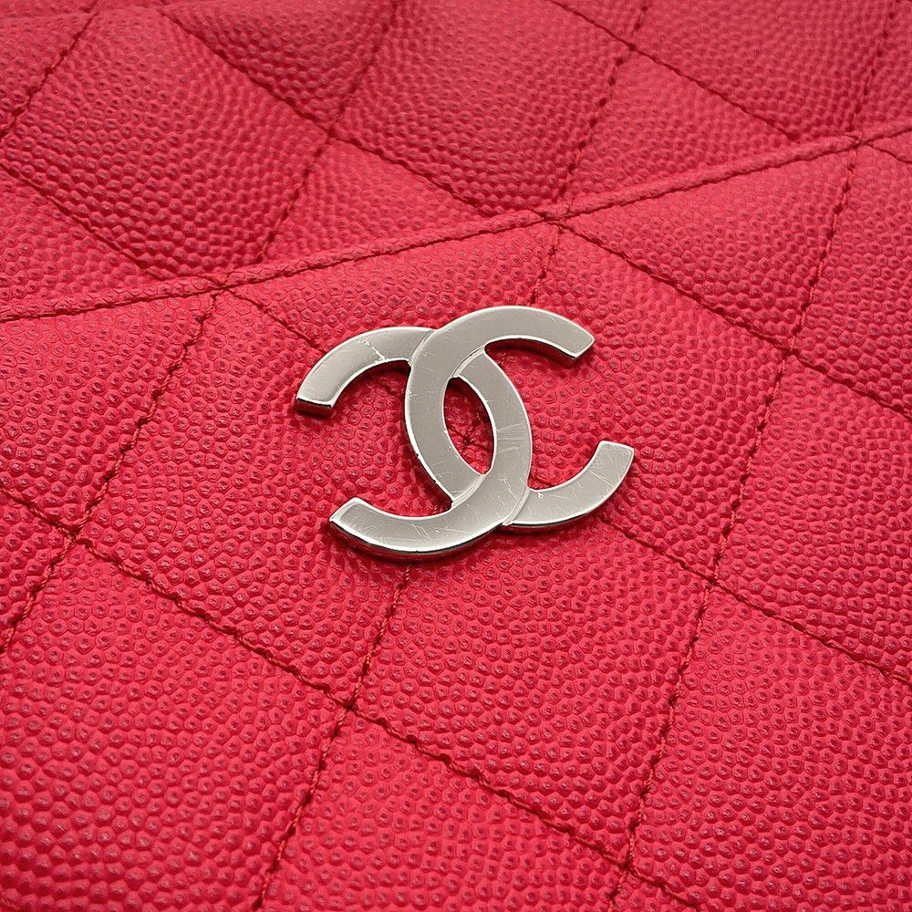 Chanel Chain Shoulder Bag CC Logo Quilted Caviar Leather — view 6