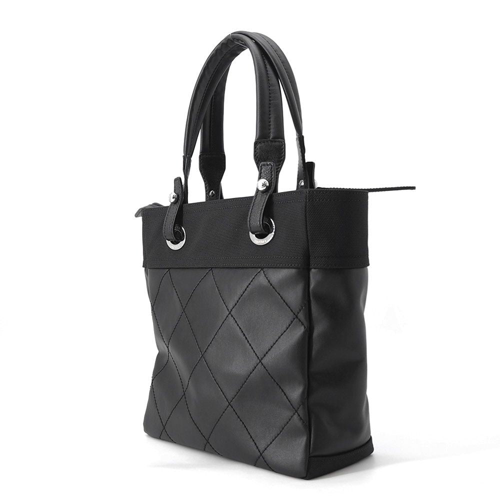 Chanel Tote Paris Biarritz PM Quilted CC Logo Small Leather Canvas Black — view 2