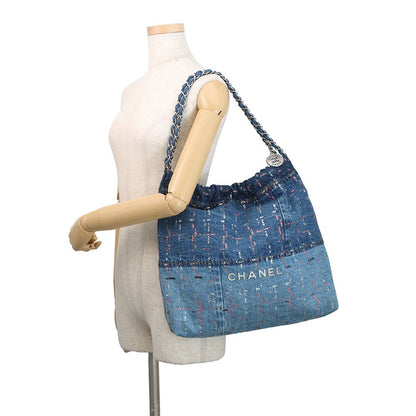Chanel Chain Shoulder Bag 22 Glitter Patchwork Small Denim — view 4