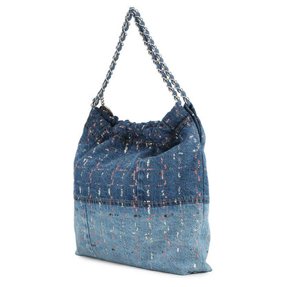 Chanel Chain Shoulder Bag 22 Glitter Patchwork Small Denim — view 2