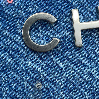 Chanel Chain Shoulder Bag 22 Glitter Patchwork Small Denim — view 7