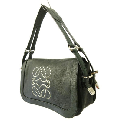 Loewe Studs Anagram Shoulder Bag Leather Y2k Deep Green — view 3