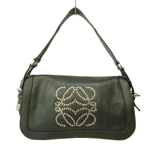 Loewe Studs Anagram Shoulder Bag Leather Y2k Deep Green