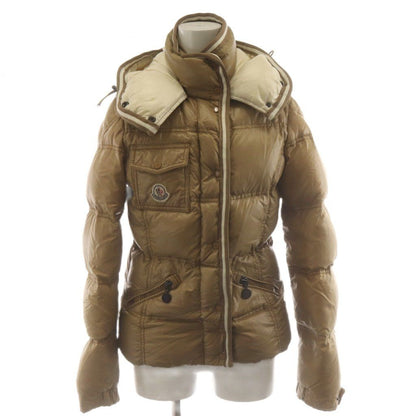 Moncler Quincy Down Jacket Hood Patch Logo 0 Beige