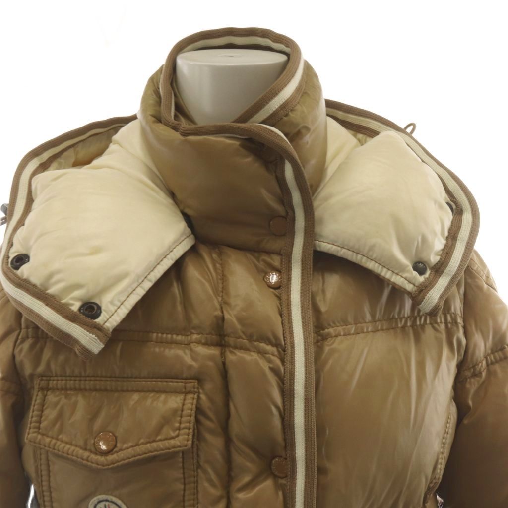 Moncler Quincy Down Jacket Hood Patch Logo 0 Beige — view 6