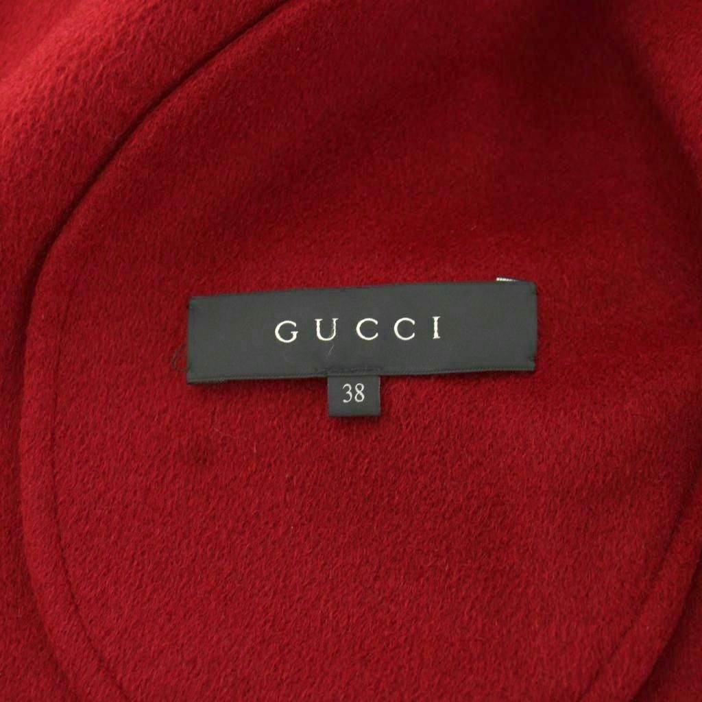 Gucci Wool Coat Long Topper Angora Blend with Belt 38 Red — view 5