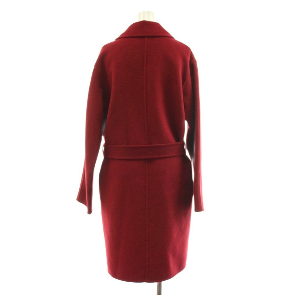 Gucci Wool Coat Long Topper Angora Blend with Belt 38 Red — view 3