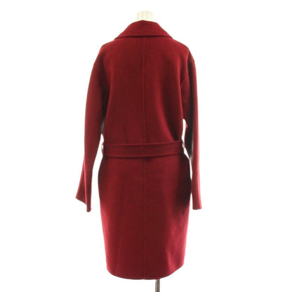Gucci Wool Coat Long Topper Angora Blend with Belt 38 Red — view 3
