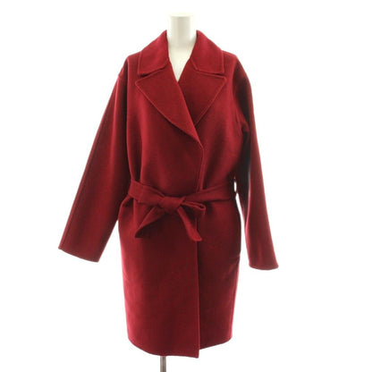 Gucci Wool Coat Long Topper Angora Blend with Belt 38 Red