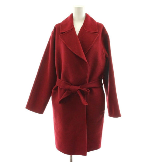 Gucci Wool Coat Long Topper Angora Blend with Belt 38 Red