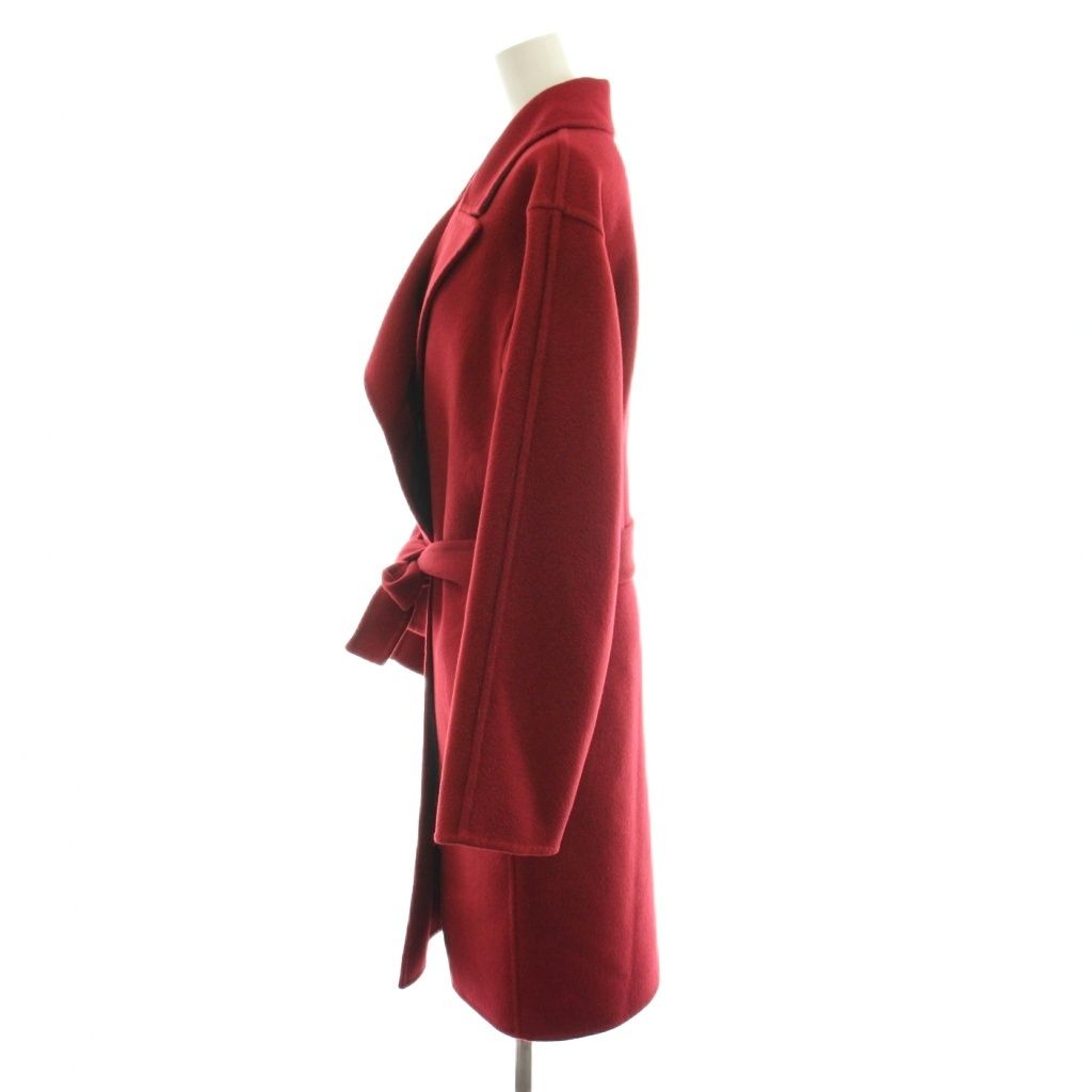 Gucci Wool Coat Long Topper Angora Blend with Belt 38 Red — view 2