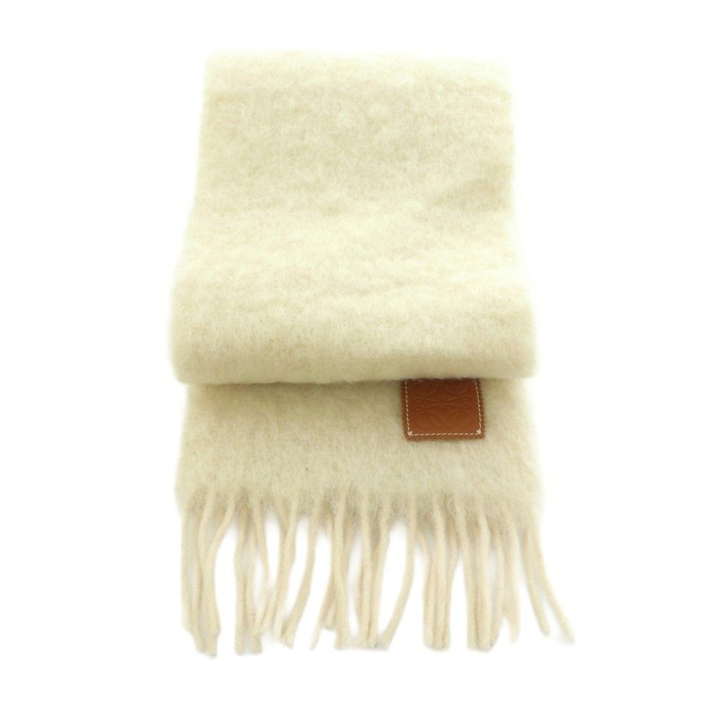 Loewe Scarf Wool Blend Fringe Ivory — view 2