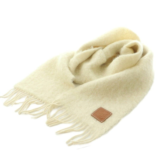 Loewe Scarf Wool Blend Fringe Ivory