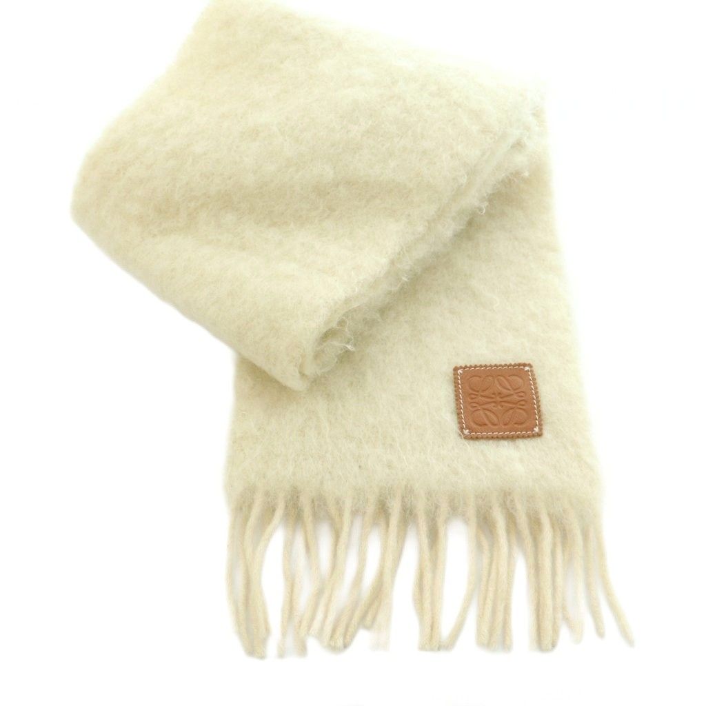Loewe Scarf Wool Blend Fringe Ivory — view 3
