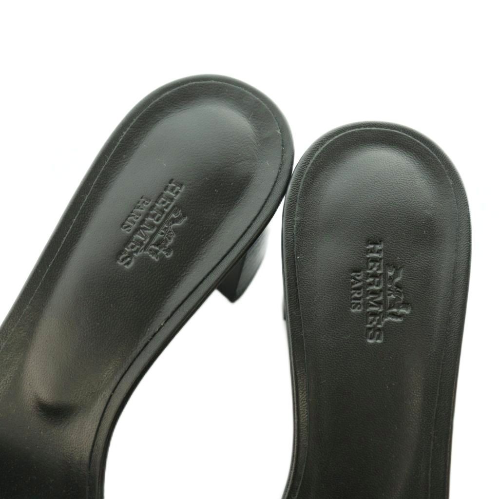 Hermes Oasis Sandals Logo 38.5..0 cm Green Black — view 4