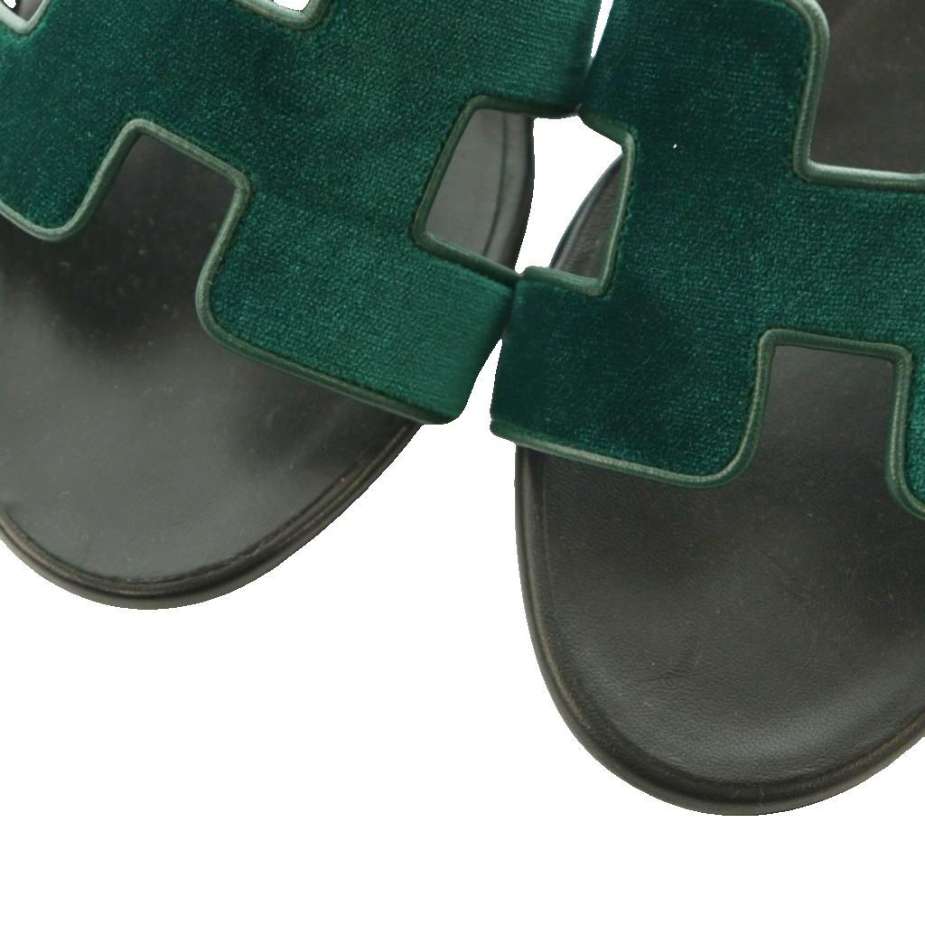 Hermes Oasis Sandals Logo 38.5..0 cm Green Black — view 3