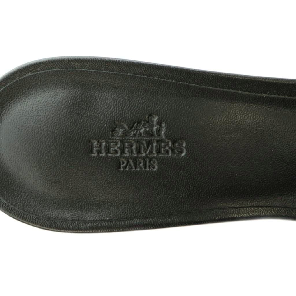 Hermes Oasis Sandals Logo 38.5..0 cm Green Black — view 8