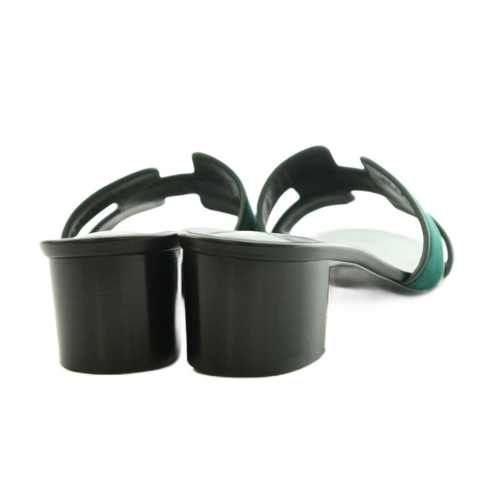 Hermes Oasis Sandals Logo 38.5..0 cm Green Black — view 5