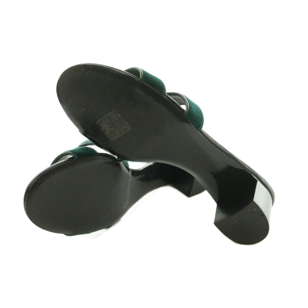 Hermes Oasis Sandals Logo 38.5..0 cm Green Black — view 6