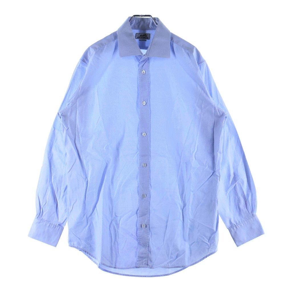 Hermes Regular Color Series Button Long Sleeve Shirt Blue