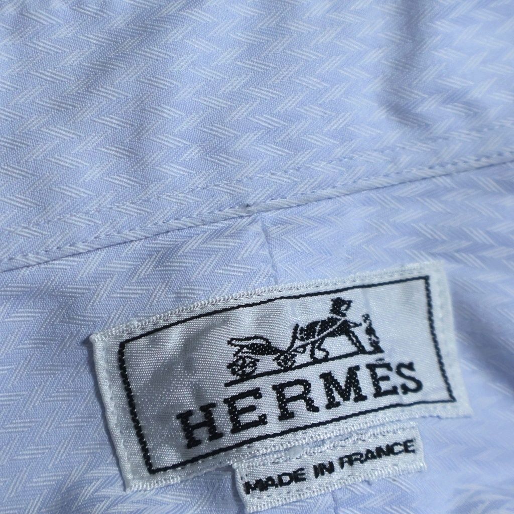 Hermes Regular Color Series Button Long Sleeve Shirt Blue — view 6