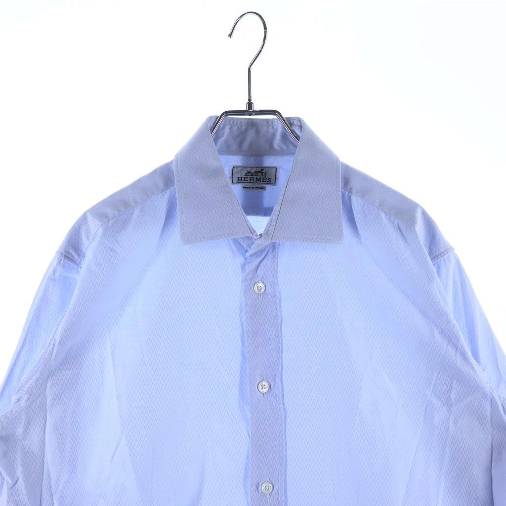 Hermes Regular Color Series Button Long Sleeve Shirt Blue — view 3
