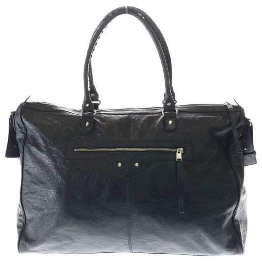 Balenciaga Classic Weekender Boston Bag Black Leather Silver