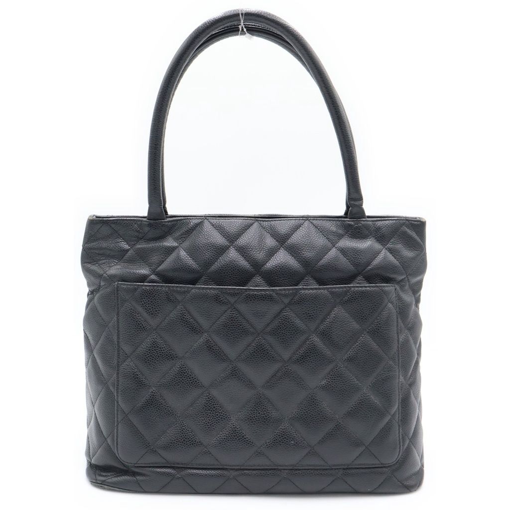 Chanel Medallion Tote Caviar Leather Handbag Black Gold — view 2