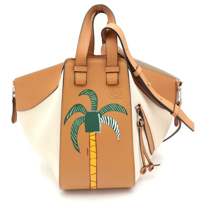 Loewe Ken Price Hammock Small Canvas Leather 2-Way Bag Brown Beige Silver