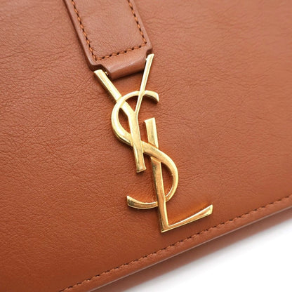 Saint Laurent Paris Large Wallet Card Case Brown Leather Gold — view 4