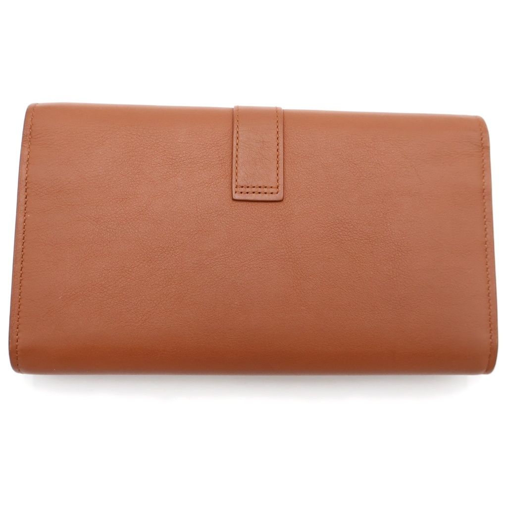 Saint Laurent Paris Large Wallet Card Case Brown Leather Gold — view 2
