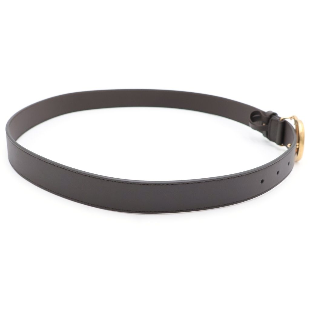 Gucci Double Logo Buckle Leather Belt Gold Brown — view 3