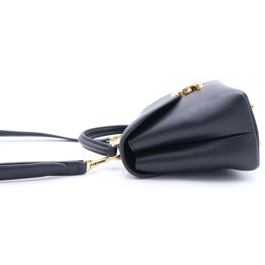 Celine Triomphe Teen Nino Leather 2-Way Shoulder Handbag Black Gold — view 3