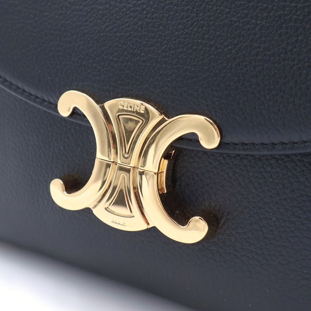 Celine Triomphe Teen Nino Leather 2-Way Shoulder Handbag Black Gold — view 6