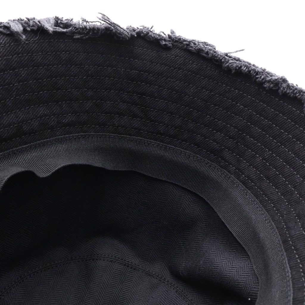 Loewe Frayed Bucket Hat Stitched Brim Fringe Leather Patch Black — view 5